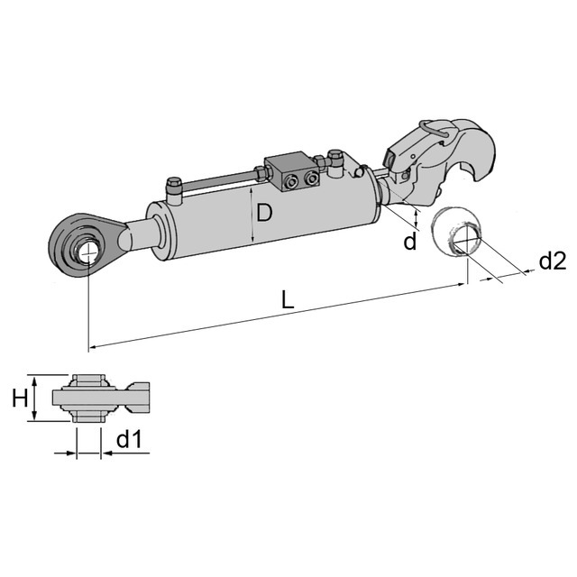 Barre de Poussee Hydraulique Rotule-crochet LG 550-760 CAT2 référence fournisseur 31105420